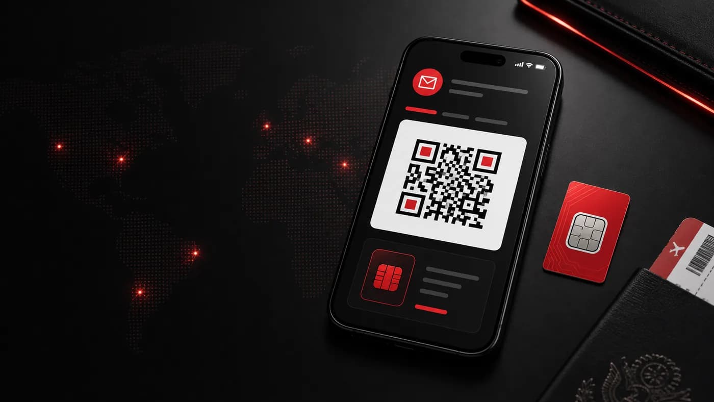 Telefon që skanon QR për instalimin e eSIM